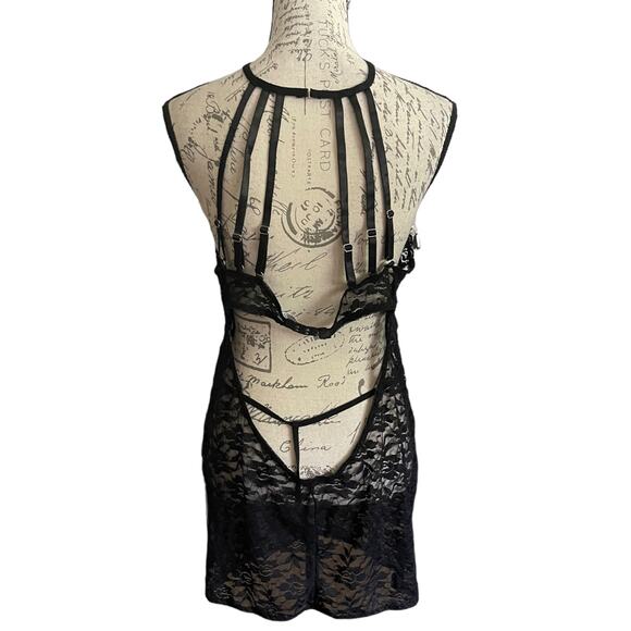 Black Lace Keyhole Stretch Nighty Pajama 2XL NWOT - Picture 2 of 3